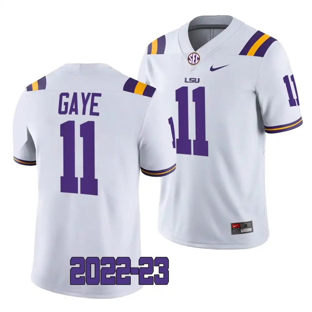 Men's LSU Tigers Ali Gaye #11 White 2022-23 Game NCAA Football Jersey